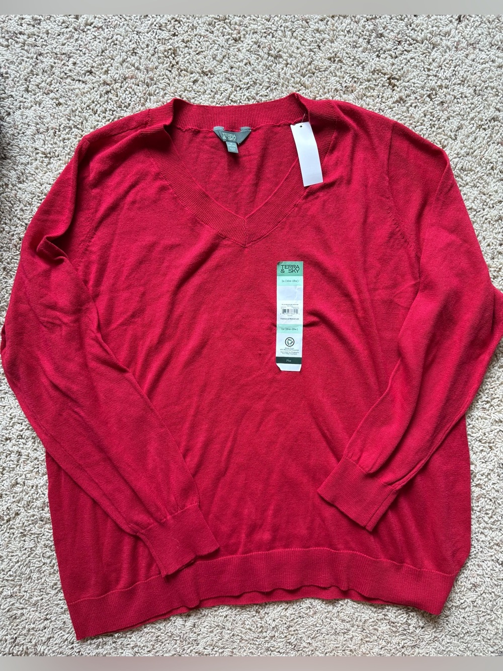 Women's Red V-Neck Sweater